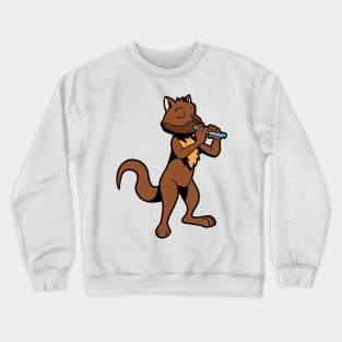 Cartoon marten - flute player Crewneck Sweatshirt